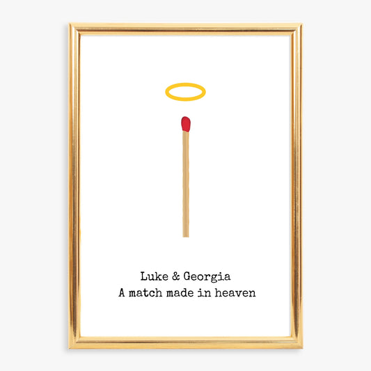 Couples Print | A Match Made In Heaven | Personalised Print | Anniversary Print | Valentines Day Print