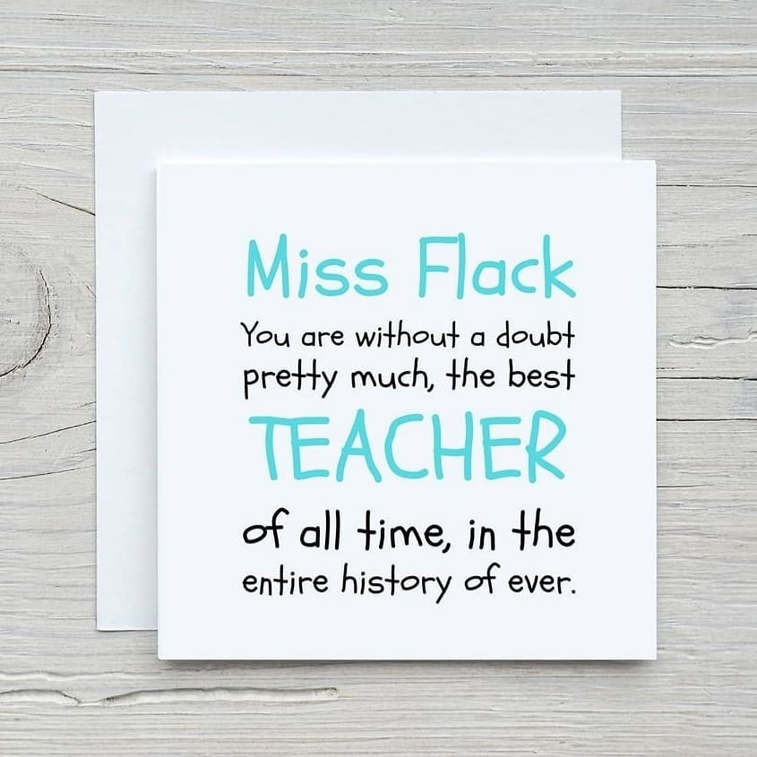 Teacher Card | Best Teacher Of All Time | Personalised Name Card