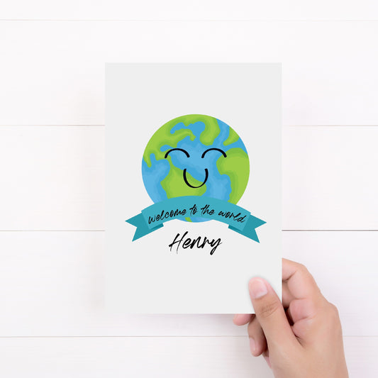 New Baby Card | Welcome To The World | Personalised New Baby Card