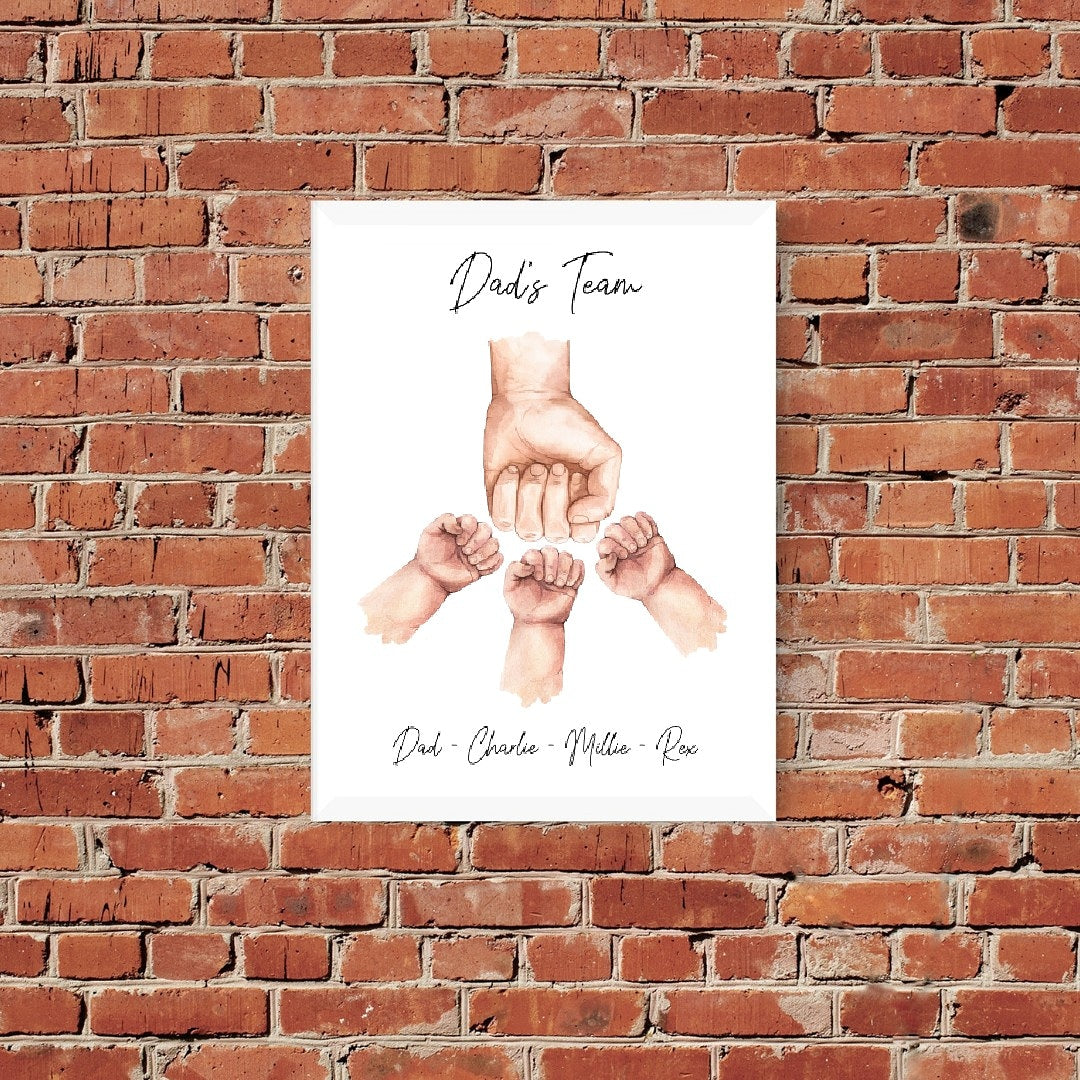 Dads Team | Daddy Print | Personalised Fist Bump Print | Daddy Gift | Dad Gift | Father's Day Gift