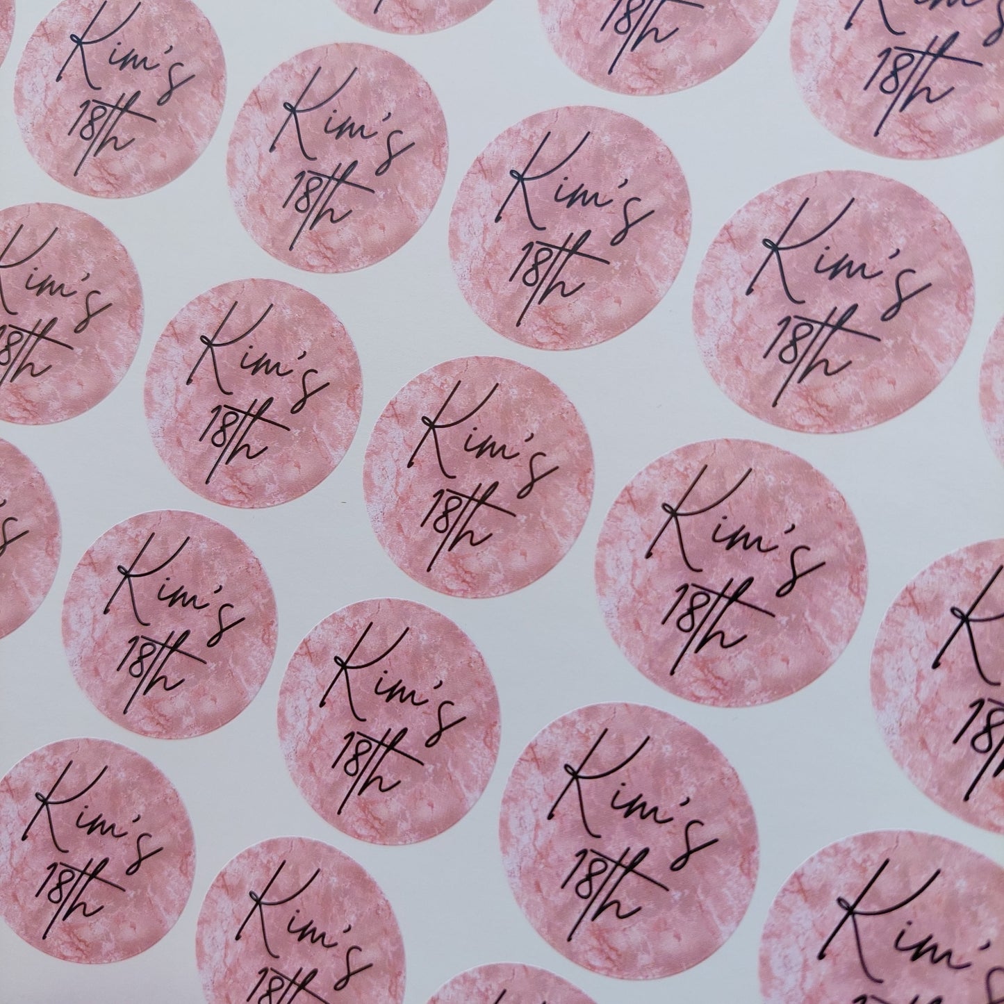 Blush Pink Birthday Stickers | Sticker Sheet 45mm Circles | Party Stickers | Circle Stickers | Sticker Sheet