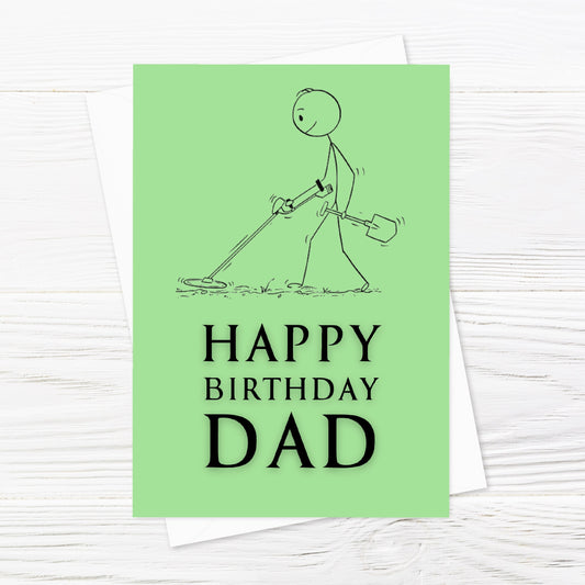 Dad Birthday Card | Metal Detectorist Card | Metal Detecting Hobby Card