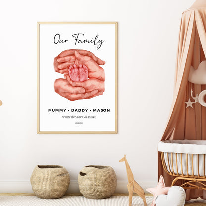 Newborn Baby Print | New Family Print | Personalised Family Print | Baby Feet Print