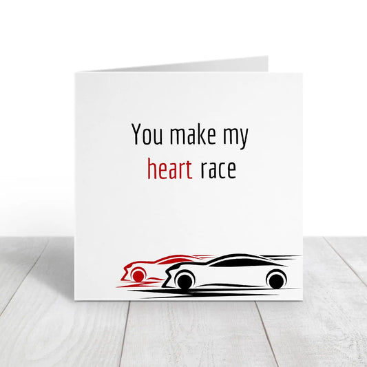 Valentines Card | Anniversary Card | You Make My Heart Race | Couples Card | Love Card