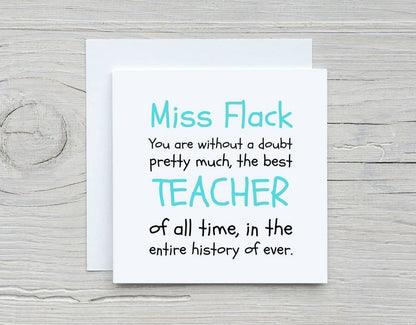 Teacher Card | Best Teacher Of All Time | Personalised Name Card