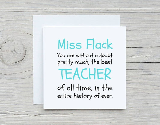 Teacher Card | Best Teacher Of All Time | Personalised Name Card