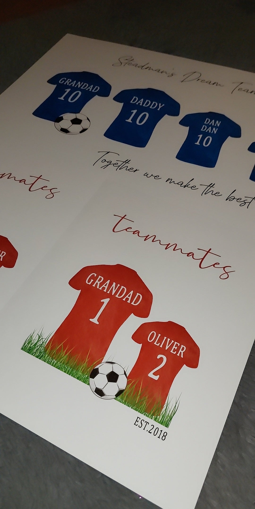 Personalised Daddy Son Print | Football Tshirt | Teammates Print (Design 2) | Daddy Gift | Father's Day Print