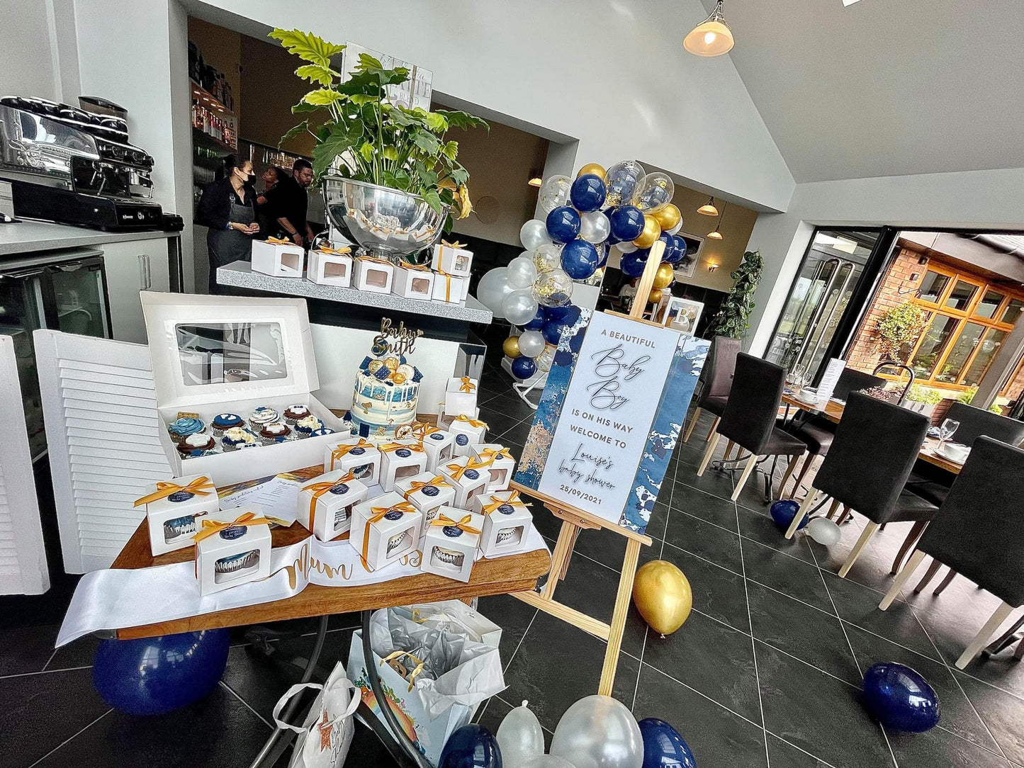 Personalised Navy Blue & Gold Welcome Board Sign | Baby Shower Board | Christening Board | Baby Shower Sign | Party Sign | A4, A3, A2