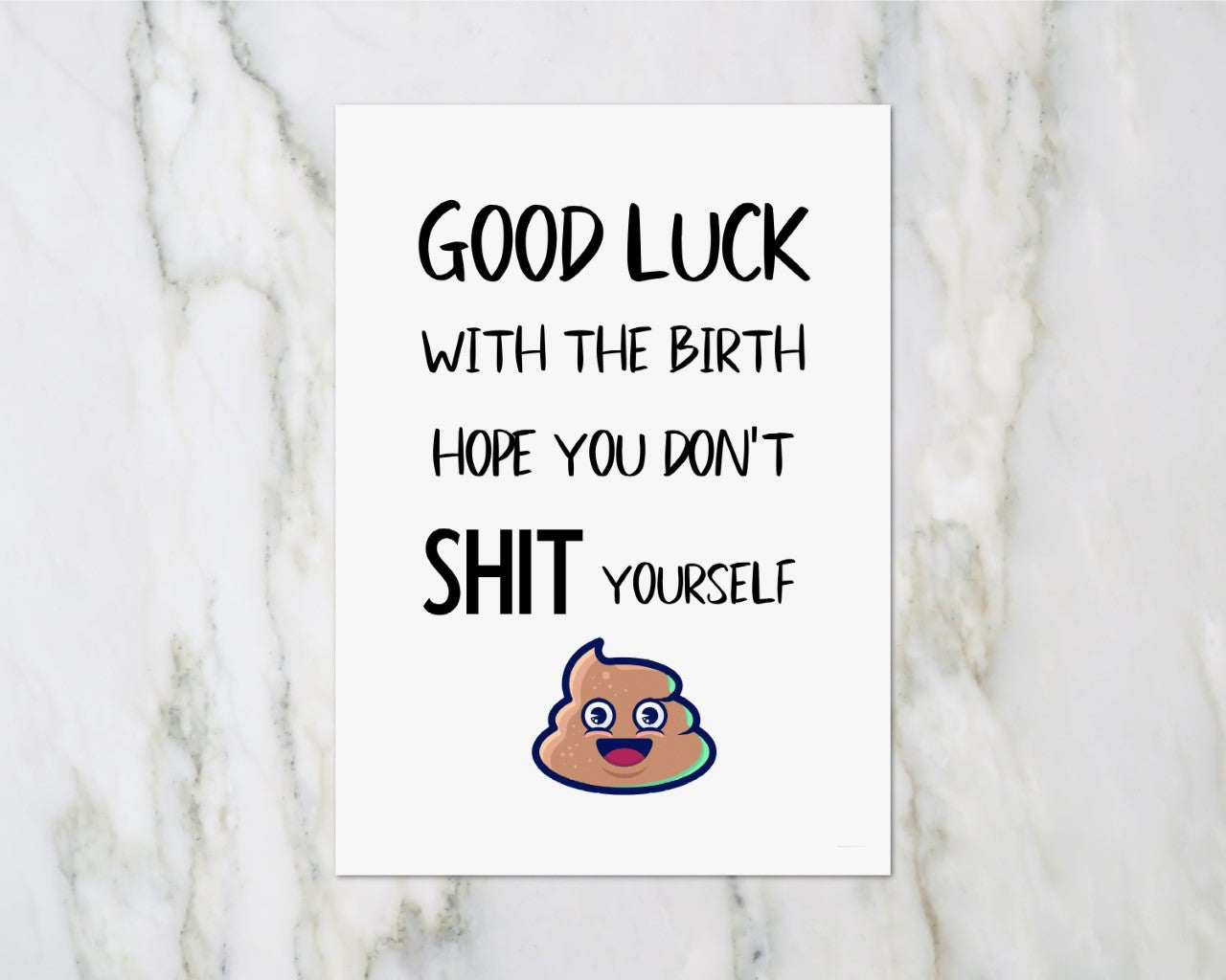 Baby Shower Card | Good Luck With The Birth | Funny Card | New Baby Card