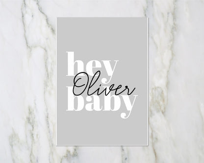 New Baby Card | Hey Baby *Name* | Personalised Baby Card - Dinky Designs