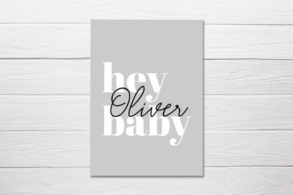 New Baby Card | Hey Baby *Name* | Personalised Baby Card - Dinky Designs