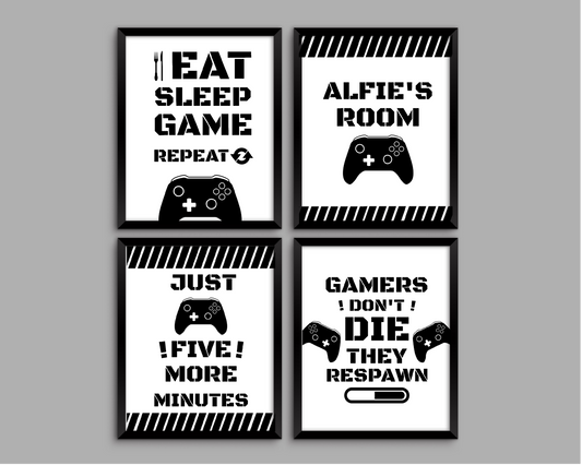 Personalised Gaming Prints | Set of 4 | Gaming Gift