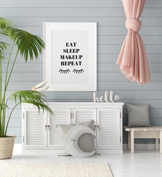 Bedroom Print | Eat, Sleep, Makeup, Repeat | Quote Print | Salon Print | Makeup Print