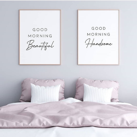 Bedroom Prints | Good Morning Beautiful, Good Morning Handsome | Set Of 2 Prints