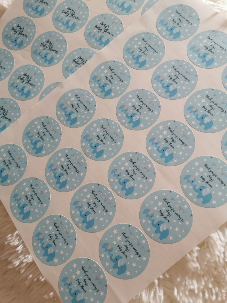 Baby Shower Stickers | Baby shower Blue Elephant stickers | Stickers | Personalised Stickers