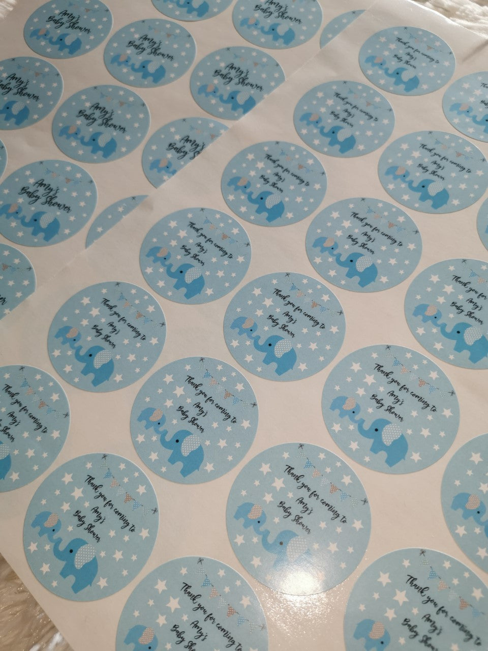 Baby Shower Stickers | Baby shower Blue Elephant stickers | Stickers | Personalised Stickers