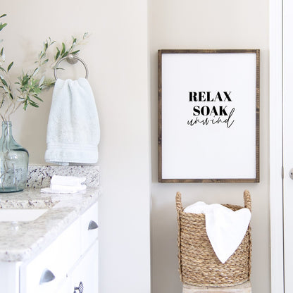 Bathroom Print | Relax, Soak, Unwind | Quote Print | Bathroom Decor - Dinky Designs