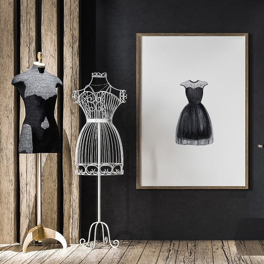 Quirky Print | Black Dress Print | Clipart Print | Image Print - Dinky Designs